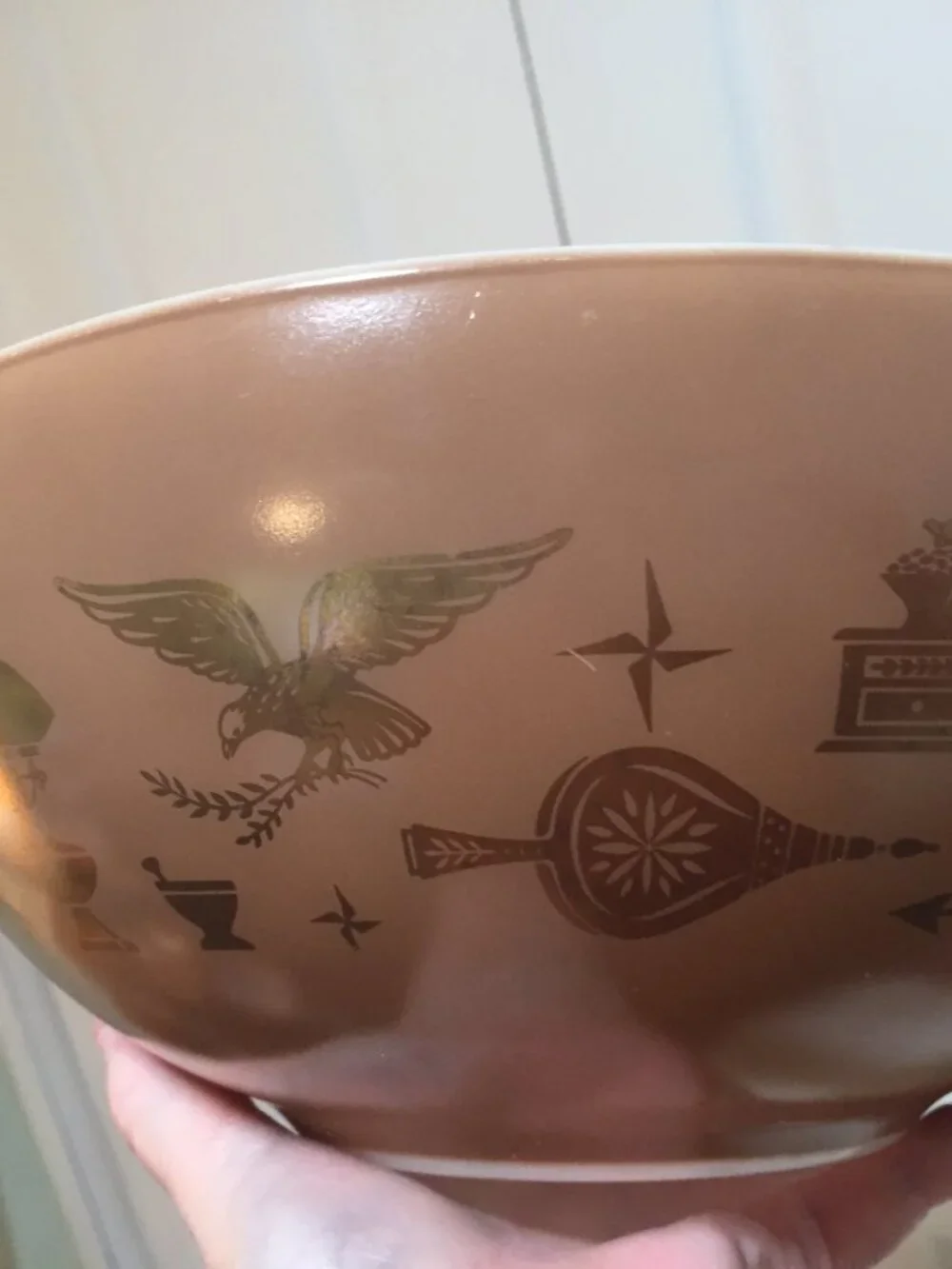 Set 4 Pyrex Mixing Bowls EARLY AMERICAN Gold Cinderella Nesting 441 442 443 444